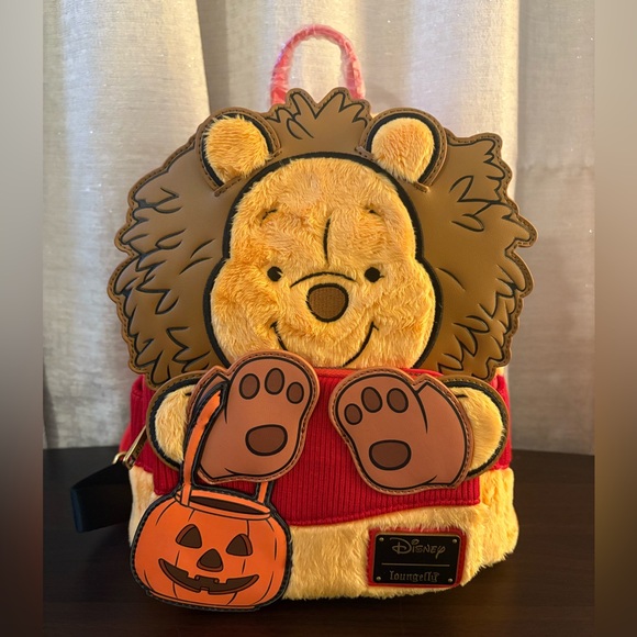 Loungefly Disney Winnie The Pooh Lion Costume Fuzzy Mini Backpack - Picture 1 of 7